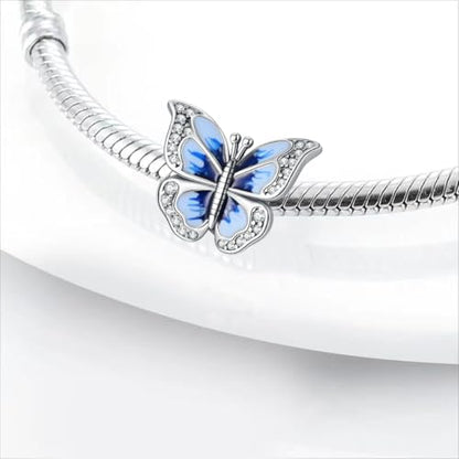 Charm for Bracelets and Necklaces, Heart Animals 925 Sterling Silver Bead Celestial Sun Moon Star Charms Jewelry Gift for Women Girls - color: Blue Butterfly Charm