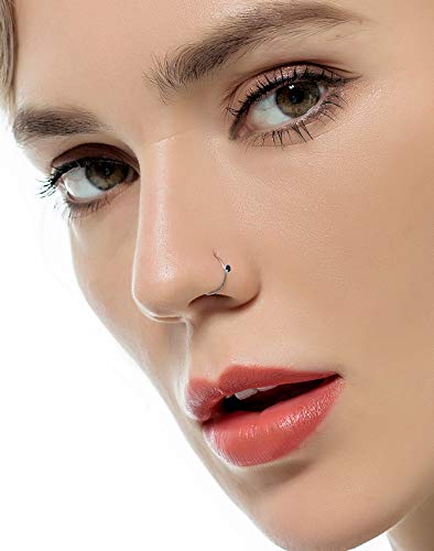 Tornito 100Pcs Bone Nose Studs Stainless Steel Multicolor Cubic Zirconia Nose Rings Stud Hoop Tragus Cartilage Nose Ring Labret Nose Piercing Pin Jewelry for Women Men 1.5mm 2mm 2.5mm 20G 22G - style: I:60Pcs 2.5mm CZ+40Pcs 8mm Nose hoop