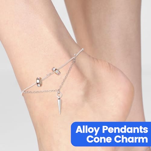 Cone Charm, Punk Style Spike Pendants with Small Hole, Glossy Gothic Dangle Cone Pendants Charm - color: Silver,zinc alloy,100pcs,4 sizes