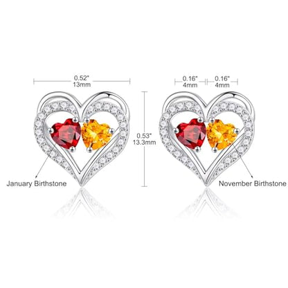 Heart Earrings for Women - Birthstone Earrings | 925 Sterling Silver, Stud Earrings, Gift Box Packaging, Anniversary Birthday Gifts for Women Wife Girlfriend Mom - color: 01-11-Jan-Nov Birthstone