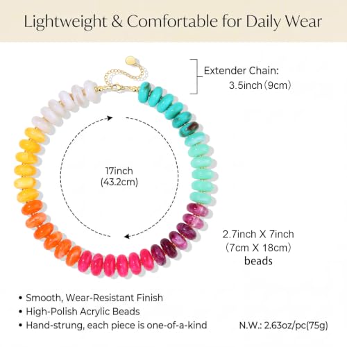 FIRAZIO Colorful Chunky Beaded Necklaces for Women | Trendy Statement Necklace Choker Necklace Boho Summer Beach Vacation Jewelry Gift - color: Colorful Beaded - 2