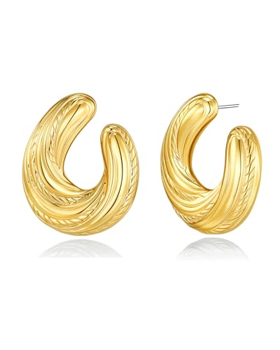 SNGIA18K Gold Plated Dangle Textured Ribbed Irregular Large Leaf Statement Earrings for Women by SNGIA, Handmade Dramatic Geometric Trendy Summer Drop Leaf Flower Jewelry Gifts, Bold Beachy Vintage Plant Fashion Drop Accessories, Vintage Nickle Free Flora