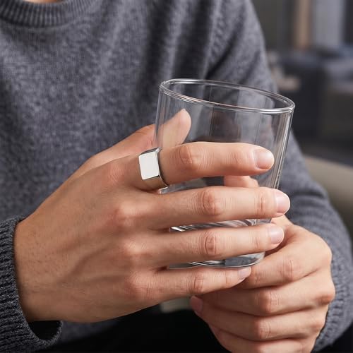 Stainless Steel Square Signet Rings for Men Women Gold/Silver Plain Pinky Thumb Ring, Gift for Dad Husband - color: Silver