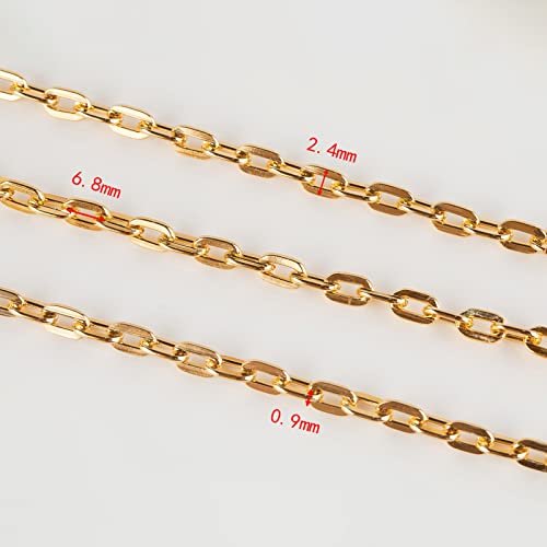 32.8 Feet Gold Plated Chain Bulk, Aluminum Paperclip Necklace Bracelet Chain for Women Men Jewelry Making Chain Roll with Jump Rings and Lobster Clasps - color: 4.3×6.8mm-Gold