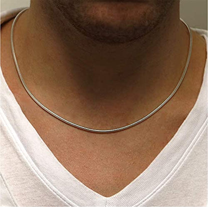 925 Sterling Silver Snake Chain Necklace - 2MM, 3MM, 4MM, 5MM Round Solid Silver Chains - Flexible, Men and Women's Jewelry - Made In Italy - style: 3MM