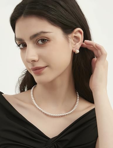 Mameloly Pearl Drop Earrings 925 Sterling Silver CZ 10MM Simulated Pearl Earrings for Women Dangle Trendy Jewelry for Women Hypoallergenic - color: Gold