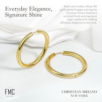 18K Gold Plated Sterling Silver Earrings for Women – Pure & Polished, Twist, Square, Hinged Tube, Abstract & Heart Shape Hoops – Lightweight, Hypoallergenic, Non-Tarnish Jewelry (Sizes: 3x35mm-46x30mm) - color: Gold, size: Hinged Tube (5x45mm)