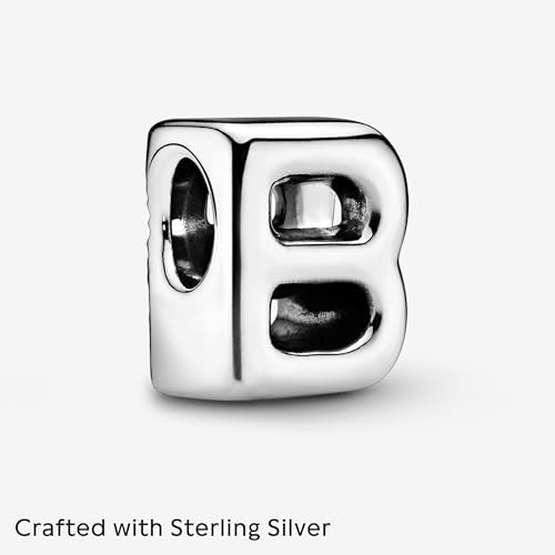 Pandora Alphabet Charm - Compatible Moments - Gift for Her - Made with Sterling Silver - with Gift Box - style: Letter B