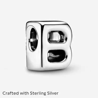 Pandora Alphabet Charm - Compatible Moments - Gift for Her - Made with Sterling Silver - with Gift Box - style: Letter B