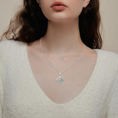 Witch Necklace 925 Sterling Silver Pentagram Triple Moon Pentacle Pendant Wiccan Pagan Jewelry Witchy Gifts for Women - style: Witches Knot-Abalone
