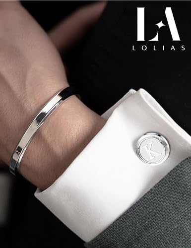 LOLIAS 3 Pairs Initial Cufflinks for Men Classic Mens CuffLinks Set Letter | Cuff Links for Casual to Formal with Gift Box Silver Black 14K Gold Plated Cufflinks for Father Husband Groom Groomsmen Gift - style: Letter K