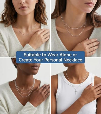 925 Sterling Silver Italian Snake Chain Necklace - Secure Lobster Clasp, Perfect for Layering - Durable Necklace & Bracelet Chains for Everyday & Special Occasions - size: 20, style: 0.7