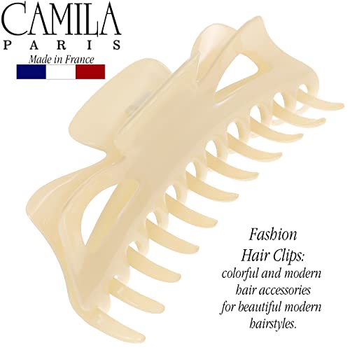 Camila Paris CP3503 French Large Hair Clips for Women Thick Hair for Long Curly Wavy Hair, Girls Hair Claw Clip, Durable Styling Big Claw Clip for Thick Hair, Strong Hold No Slip Grip, Made in France - color: Cream 6"