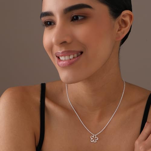 LeCalla 925 Sterling Silver Hammered Necklace for Women | Italian Handmade Hammered Texture Pendant Necklaces | Women's Adjustable Chain Necklace Pendant Jewelry Gift for Her - color: Hammered Open Flower-18 Inches