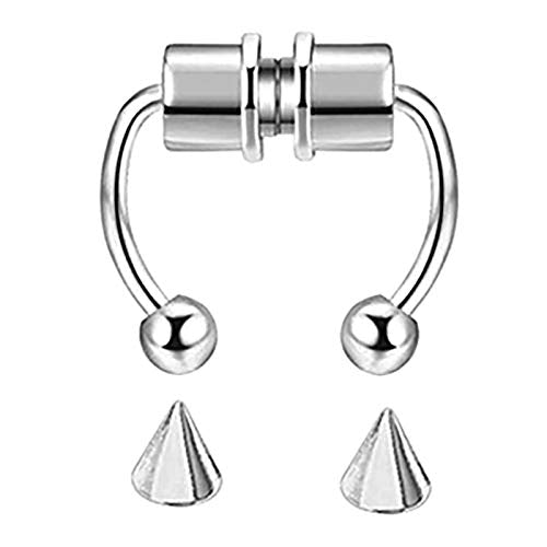 Magnetic Septum Nose Ring Horseshoe Fake Nose Ring Hoop Reusable Nose Ring Hoop Non-Piercing 316L Stainless Steel - 5 Pack