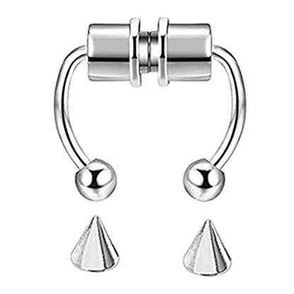 Magnetic Septum Nose Ring Horseshoe Fake Nose Ring Hoop Reusable Nose Ring Hoop Non-Piercing 316L Stainless Steel - 5 Pack