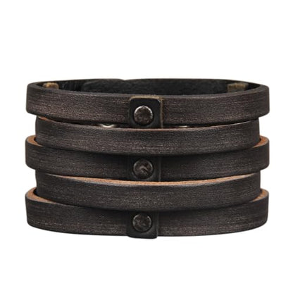JAOYU Punk Leather Cuff Bracelet Goth Leather Wristband Rock Bracelet Biker Bracelet for Men Leather Armband Black Handmade Jewelry - color: Wrap Leather Bracelet