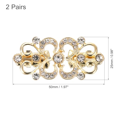 uxcell 2pcs Vintage Sweater Clips, Cape Cloak Clasp Retro Cardigan Clips Shawl Collar Clasp Brooch Clip for Women(Gold)