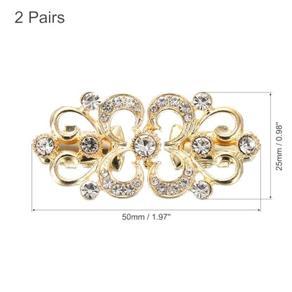 uxcell 2pcs Vintage Sweater Clips, Cape Cloak Clasp Retro Cardigan Clips Shawl Collar Clasp Brooch Clip for Women(Gold)