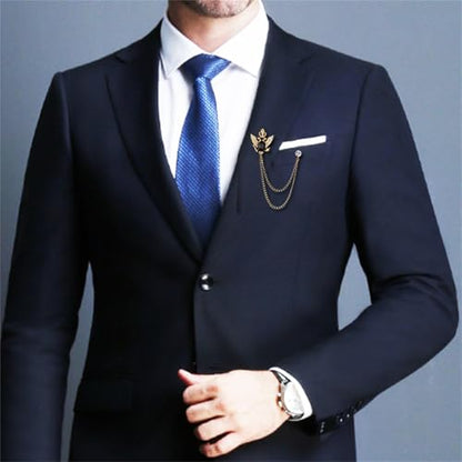 4PCS Gem Brooch Lapel Pin Chain for Men Retro Crystal Tassel Chain Brooch Pin Career Suit Tuxedo of Shirts Tie Hat Scarf Father's Day Gift - color: 2 PCS Black