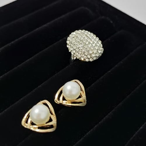 SCIKHETF Velvet Ring Earrings Studs organizer Tray Small Ring Insert Display Tray 5 Slots Stackable (Black) - color: Black