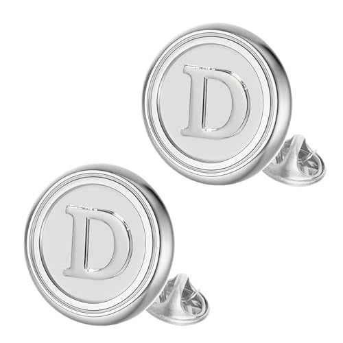 Initial Letter Pins A-Z Men Classic Brass 26 Alphabet Badge for Business & Wedding Shirt - color: Silver, style: Letter D