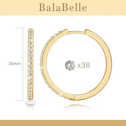 14K Gold Hoop Earrings Small Gold Huggie Hoop Earrings for Women | 14K Gold Earrings for Women CZ Gold Hoop Earrings Lightweight Hypoallergenic Gold Hoop Earrings for Women 12/14/16/20/25/30mm - size: 30mm