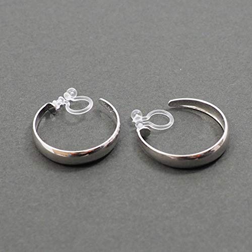 Women's Twisted Invisible Hoop Clip On Earrings Gold Silver Textured Comfortable Non Pierced Earrings - color: Hoop2 Silver