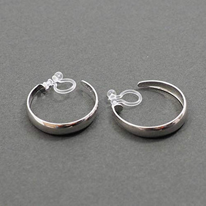 Women's Twisted Invisible Hoop Clip On Earrings Gold Silver Textured Comfortable Non Pierced Earrings - color: Hoop2 Silver
