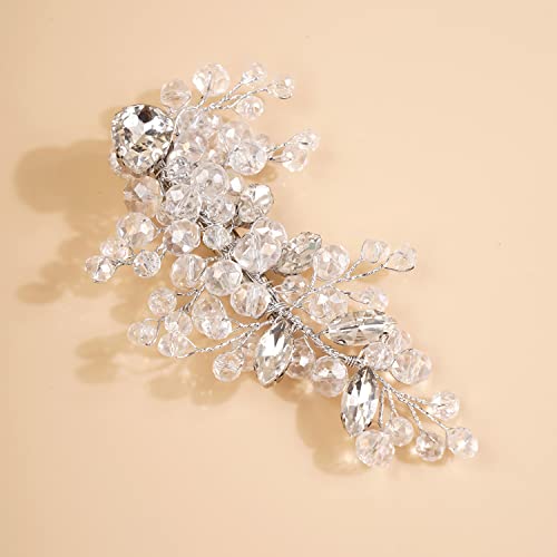 Xerling Silver Crystal Hair Clips for Brides Wedding Bling Rhinestone Headpiece Bridal Hair Accessories for Flower Girls Hair Barrettes (Silver) - color: Silver