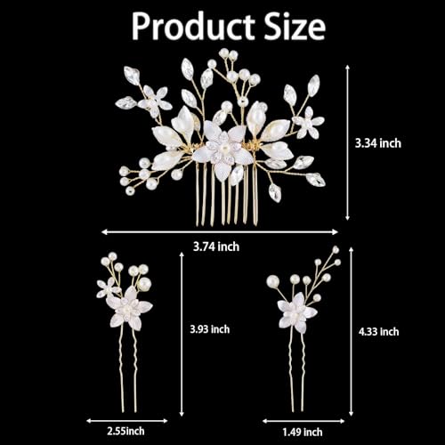 5 Pcs Bridal Flower Wedding Hair Pins Crystal Pearl Hair Clips Headpiece Wedding Hair Accessories Jewelry with Rhinestone for Brides Bridesmaids Women Girls Updo - color: Silver5pcs