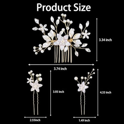 5 Pcs Bridal Flower Wedding Hair Pins Crystal Pearl Hair Clips Headpiece Wedding Hair Accessories Jewelry with Rhinestone for Brides Bridesmaids Women Girls Updo - color: Silver5pcs