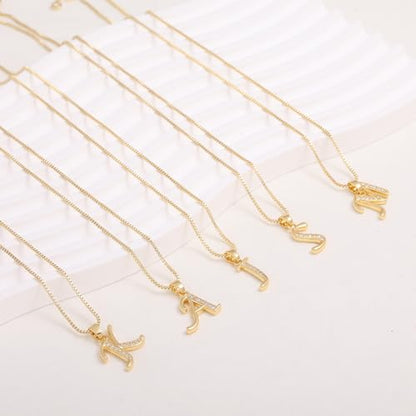 Initial Necklace for Women, 14K Gold Silver Plated Box Chain Letter Pendant, Trendy Name Necklace, Dainty Personalized Charm Jewelry Gift for Her - color: Gold, style: H
