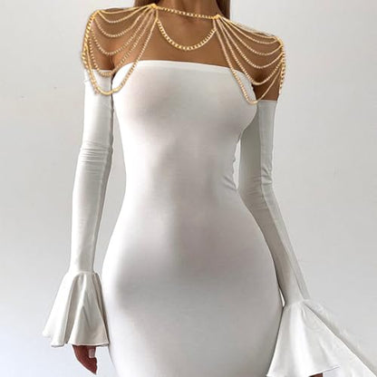 Gold Body Chain Shoulder Chain Punk Layered Arm Chain Women Tasssel Shoulder Necklace Party Nightclub Bridal Body Jewelry