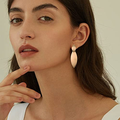 FANZE 2-3 Pairs Clip on Earrings Drop Earrings Set,Big Matte Gold Earrings Statement Earrings Jewelry Gift for Women - color: Set-5