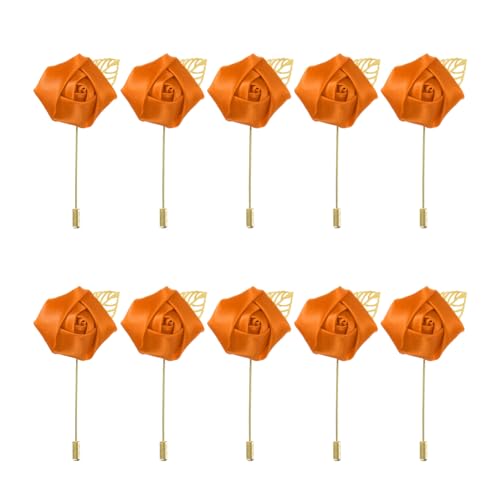 MECCANIXITY Groom Boutonnieres Rose Boutonnieres Pins for Wedding - color: Orange