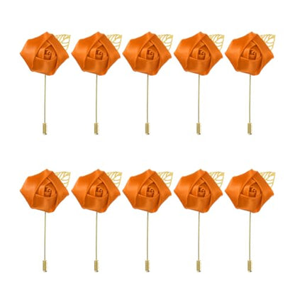 MECCANIXITY Groom Boutonnieres Rose Boutonnieres Pins for Wedding - color: Orange