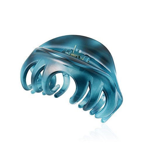 Rosette Large Chic Styling Glass Claw Clip Organic Hair Clips Clamps Indoor Outdoor Grip Hairpins for Women and Girls Thick Hair Barrettes (Blue) - color: Blue