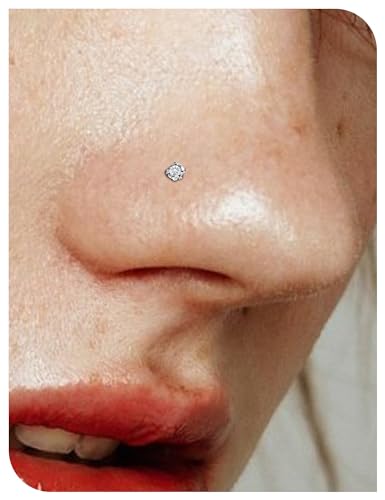 18G 20G 22G Stainless Surgical Steel Titanium Nose Rings Studs for Women L Shaped Nose Studs Screw Nose Rings Nostrial Piercing Jewelry for Women Men Silver Gold Black - style: 20G/3mm CZ/L-shaped/Titanium
