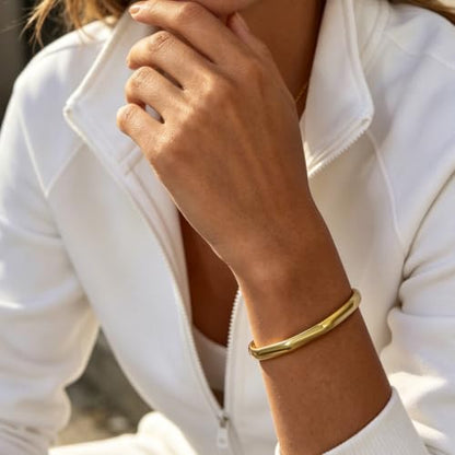 hotoo Gold Plated Bangle Bracelet for Women - style: Folded Surface
