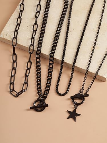 Sacina Goth Layered Star Choker Necklace, Gothic Punk Grunge Emo Necklace, Christmas Jewelry Gift for Women - color: Black