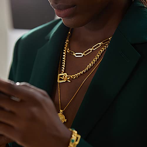 FRUMOS 14K Gold Plated Crystal Pendant Necklace Cubic Zirconia Pendant Necklaces for Women Elegant Pearl Pendant Choker Necklaces - color: T-thick Necklace