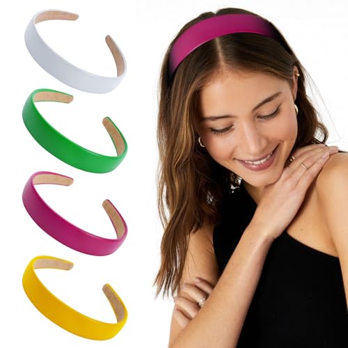 WOVOWOVO 1Inch Leather Headbands for Women, Non Slip Soft PU Hair HeadBands Diademas Para Mujer De Moda Cute Beauty Fashion Hairbands Hair Accessories - color: Multicolor-D