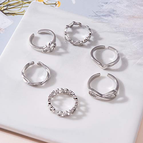 TOBENY 12PCS Gold Toe Rings for Women Non Tarnish Adjustable Open Set | Rose Black Waterproof Toe Ring Set, Sterling Silver Toe Rings, Flower Arrow Tail Band, Dainty Summer Beach Foot Jewelry - color: A-Silver