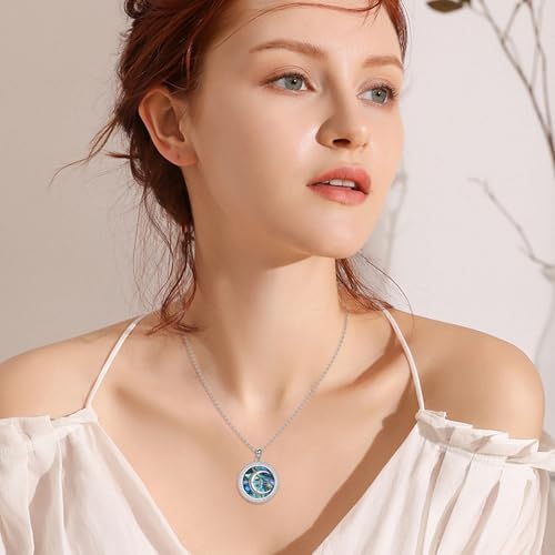VONALA Artemis's/Poseidon's/Athena's/Weapons Necklace S925 Sterling Silver Plated Abalone Pendant Necklace for Women Men for Women Men - style: Poseidon