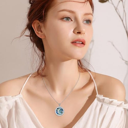 VONALA Artemis's/Poseidon's/Athena's/Weapons Necklace S925 Sterling Silver Plated Abalone Pendant Necklace for Women Men for Women Men - style: Poseidon