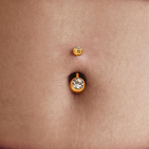 2pcs 14k Gold Filled Belly Button Rings, 14G 8mm/10mm/12mm Threaded Barbell Belly Button Piercing, Navel Ring Piercing Jewelry - color: 14K GF-2pcs-Dangle-10mm