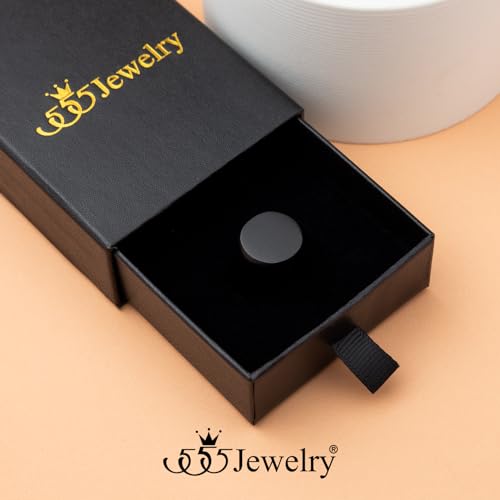 555Jewelry Stainless Steel Solid Plain High Polish Round Signet Ring for Men - color: Black Matt