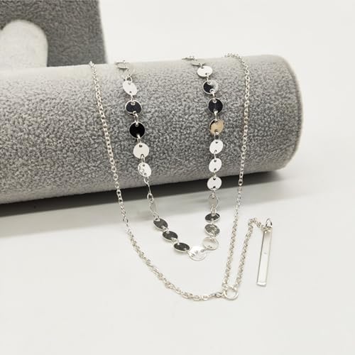 14K Gold Plated Y Necklace for Women – Dainty Lariat Long Pendant Chain, Layered Drop Necklace for V Neck Dress, Simple Sexy Cleavage Jewelry Gifts for Women - color: Silver - Double layered - Sugar cube