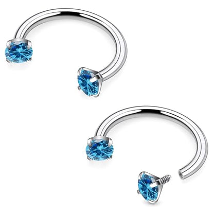 16G F136 Titanium Internal Thread Horseshoe Septum Nose Ring Piercing Jewelry Circular Barbell Helix Snug Tragus Rook Daith Cartilage Earring Lip Ring Piercing Jewelry for Women Men 8MM 10MM - style: 16G, 10MM Length, Ocean blue CZ